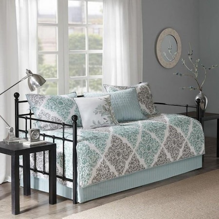 Madison Park Madison Park MP13-3972 Claire 6-Piece Daybed Cover Set; Aqua MP13-3972
